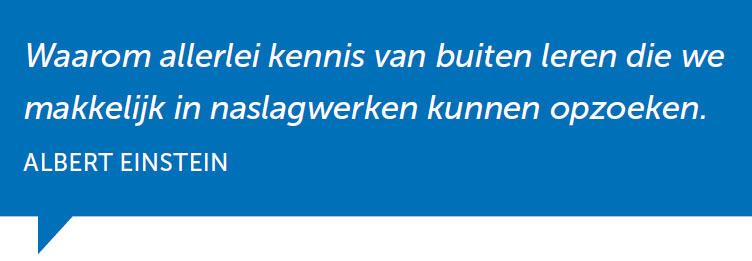 Boek quote eindstein kennis van buiten leren